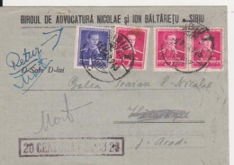 WW2 Cover 1943 Censorship, Commercial Office Lawyer, King Mihai ROMANIA - Cartas De La Segunda Guerra Mundial