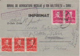 WW2 Cover 1943 Censorship, Commercial Office Lawyer, King Mihai ROMANIA - 2de Wereldoorlog (Brieven)
