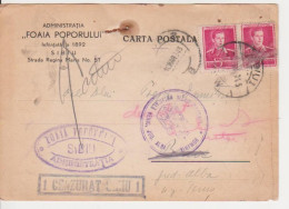 WW2 POSTCARD 1943 Censorship, King Mihai ROMANIA - Lettres 2ème Guerre Mondiale