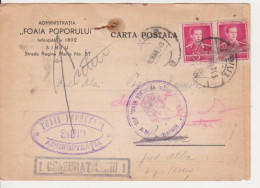 WW2 POSTCARD 1943 Censorship, King Mihai ROMANIA - 2. Weltkrieg (Briefe)