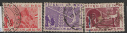 India  1950 SG  329,31,32  Inauguration    Fine Used   - Used Stamps