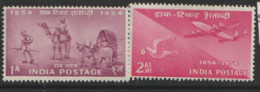 India  1954 SG  348-9  Stamp Centenary  Mounted Mint   - Ongebruikt