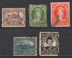 1860-63 New Brunswick, Canada, British Colonies (Mi. 4, 6 - 9, Canceled, CV $290) - Neufs