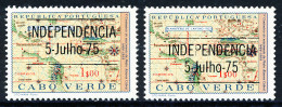 Cabo Verde - 1975 - Independence - 1968 Type / Cantino's Map - Overprinted /Variety - MNH - Cap Vert