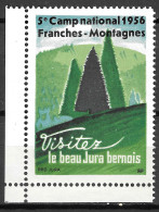 1956 5º CAMP NATIONAL FRANCHES - MONTAGNES Scouting Pfadfinder Scouts Reklamemarke VIGNETTE CINDERELLA - Neufs