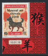 TIMBRE** De 2018 Gommé En Coin De Feuillle De WALLIS & FUTUNA "55 F. - NOUVEL AN CHINOIS - LE CHIEN" Avec Date 10.01.18 - Unused Stamps