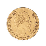 Second-Empire-5 Francs Or Napoléon III Tête Laurée 1860 Strasbourg - 5 Francs (gold)