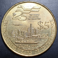 Singapore Commemorative 25 Year Of Independence 5 Dollars 1990 UNC - Singapour