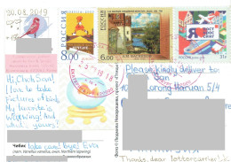 C11 : Russia - Painting Castle, Cartoon Crossing Bridge, Stamps Used On Postcard - Cartas & Documentos