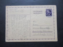 1943 Deutsches Reich Böhmen Und Mähren Ganzsache P 15 I Stempel Luhatschowitz Nach Duisburg Hamborn - Brieven En Documenten