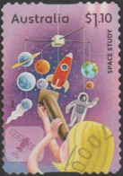 AUSTRALIA DIE-CUT- USED 2021 $1.10 Stamp Collecting Month: "Full Steam Ahead" - Space Study - Gebraucht