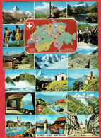 Suisse Schweiz Svizzera Switzerland - Lot De 3 CPM - Vues Diverses - Carte Géographique Des Cantons - Folklore Costumes - St. Anton