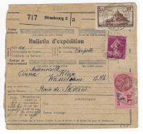 STRASBOURG Bas Rhin Bulletin D'expédition Alsace Lorraine Ob 22 12 1937 5 F Mont St Michel 20c Semeuse Yv 190 260 - Brieven En Documenten