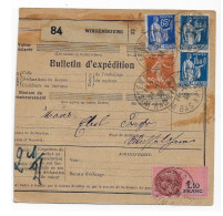 STRASBOURG Bas Rhin Bulletin D'expédition Alsace Lorraine Ob 24 11 1932 Paix 1,50 F 65cYv 288 365 Semeuse Yv 235 25c - Cartas & Documentos