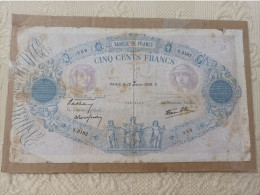 Billete De Francia De 500 Francs 1939 - 500 F 1888-1940 ''Bleu Et Rose''