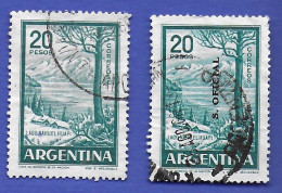 ARGENTINE, 1960, LAGO NAHUEL  HUAPI, SURCHARGE S. OFICIAL, 2 TIMBRES OBLITÉRÉ - Usados
