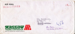 Pakistan Registered Cover Sent Air Mail To Denmark All The Stamps Are On The Backside Of The Cover - Pakistan