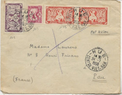 INDOCHINE - LETTRE AFFRANCHIE N° 161-163-ET 176 X2 - OBLITEREE CAD HUE -CENTRE VIET-NAM -1950 - Storia Postale