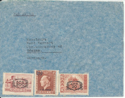 Greece Air Mail Cover With Overprinted Stamps Sent To Denmark  The Stamps Are Not Cancelled - Briefe U. Dokumente
