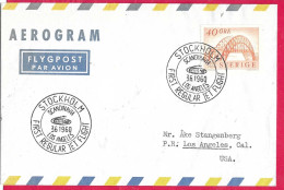 SVERIGE - FIRST REGULAR JET FLIGHT  FROM STOCHKOLM TO LOS ANGELES *3.6. 1960* ON OFFICIAL COVER - Lettres & Documents