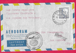 SVERIGE - FIRST FLIGHT S.A.S VIA GREENLAND FROM STOCHKOLM TO LOS ANGELES *10.11.1954* ON OFFICIAL COVER - Covers & Documents