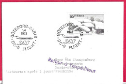 SVERIGE - FIRST DC-9 FLIGHT FROM  GOTEBORG TO PARIS *1.4.1973* ON COVER - Covers & Documents