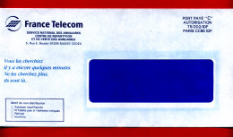 Lettre De France Télécom - Cachet "PORT PAYE "C" - PARIS CCBE IDF" - - Burgerlijke Brieven Zonder Portkosten