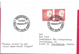 SVERIGE - FIRST 747-B FLIGHT SAS FROM STOCKHOLM TO NEW YORK * 1.4.1971* ON COVER - Lettres & Documents