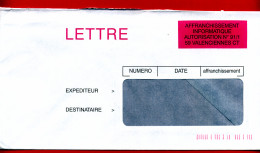Lettre Envoyée Avec "AFFRANCHISSEMENT INFORMATIQUE - 59 VALENCIENNES CT" - - Frankobriefe