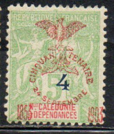 NOUVELLE CALEDONIE NEW NUOVA CALEDONIA 1903 SURCHARGED FRENCH COLONIES CENT. 4 On 5c MH - Gebraucht