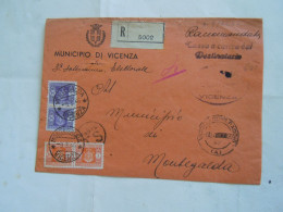 R.S.I. -CARTOLINA POSTALE -#-  1944 RACCOMANDATA VICENZA PER MONTEGALDA CON SEGNATASSE 5LIRE X2 - Strafport