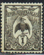 NOUVELLE CALEDONIE NEW NUOVA CALEDONIA 1905 1928 KAGU BIRD CENT. 1c MH - Gebraucht