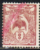 NOUVELLE CALEDONIE NEW NUOVA CALEDONIA 1905 1928 KAGU BIRD CENT. 2c USATO USED OBLITERE' - Gebraucht