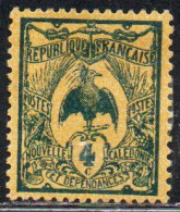 NOUVELLE CALEDONIE NEW NUOVA CALEDONIA 1905 1928 KAGU BIRD CENT. 4c MNH - Gebraucht