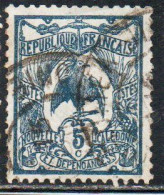 NOUVELLE CALEDONIE NEW NUOVA CALEDONIA 1905 1928 1921 KAGU BIRD CENT. 5c USATO USED OBLITERE' - Gebraucht