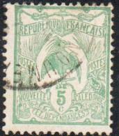 NOUVELLE CALEDONIE NEW NUOVA CALEDONIA 1905 1928 KAGU BIRD CENT. 5c USATO USED OBLITERE' - Gebraucht