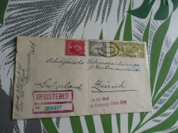 Lettre USA United States Sacramento Registred 3 Old Stamps Via Air Mail To Exchange Office Only 1933  Pour Zurich Suisse - Briefe U. Dokumente