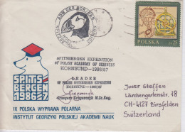 Poland Polish Spitsbergen Expedition Cover Signature Leader Expedition Ca 26.06.1987 (IN169C) - Expéditions Arctiques