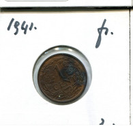 1 CENT 1941 NETHERLANDS Coin #AU288.U - 1 Centavos