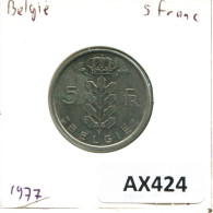 5 FRANCS 1977 BELGIEN BELGIUM Münze DUTCH Text #AX424.D - 5 Francs