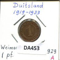 1 RENTENPFENNIG 1929 A DEUTSCHLAND Münze GERMANY #DA453.2.D - 1 Rentenpfennig & 1 Reichspfennig