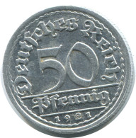 50 PFENNIG 1921 J DEUTSCHLAND Münze GERMANY #AE421.D - 50 Rentenpfennig & 50 Reichspfennig