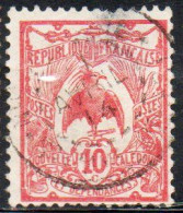 NOUVELLE CALEDONIE NEW NUOVA CALEDONIA 1905 1928 1925 KAGU BIRD CENT. 10c USATO USED OBLITERE' - Gebraucht