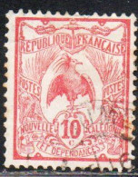 NOUVELLE CALEDONIE NEW NUOVA CALEDONIA 1905 1928 1925 KAGU BIRD CENT. 10c USATO USED OBLITERE' - Gebraucht