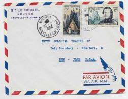 NOUVELLE CALEDONIE 25FR+2FR LETTRE AVION NOUMEA 19.2.1954 POUR USA - Cartas & Documentos