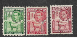 SOMALILAND 1938 ½a, 1a, 2a, SG 93/95 SET FINE USED Cat £17.75 - Somaliland (Protectorat ...-1959)