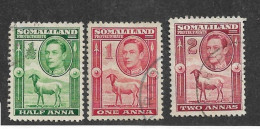 SOMALILAND 1938 ½a, 1a, 2a, SG 93/95 SET FINE USED Cat £17.75 - Somaliland (Protectorate ...-1959)
