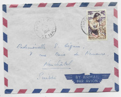 POLYNESIE 20FR SEUL LETTRE COVER AVION PAPEETE RP 1964 ILE TAHITI POUR SUISSE - Covers & Documents