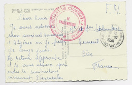 ALGERIE CARTE SCENES ET TYPES + CACHET ROUGE 4EME REGIMENT DE CHASSEURS A CHEVAL + CONSTANTINE 10.10.1956 - Lettres & Documents