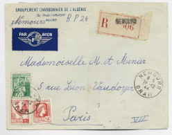 ALGERIE BLASON 5FR+ 2FR COQ+ 50C MARIANNE LETTRE COVER REC AVION NEMOURS 18.12.1944 ORNA - Lettres & Documents